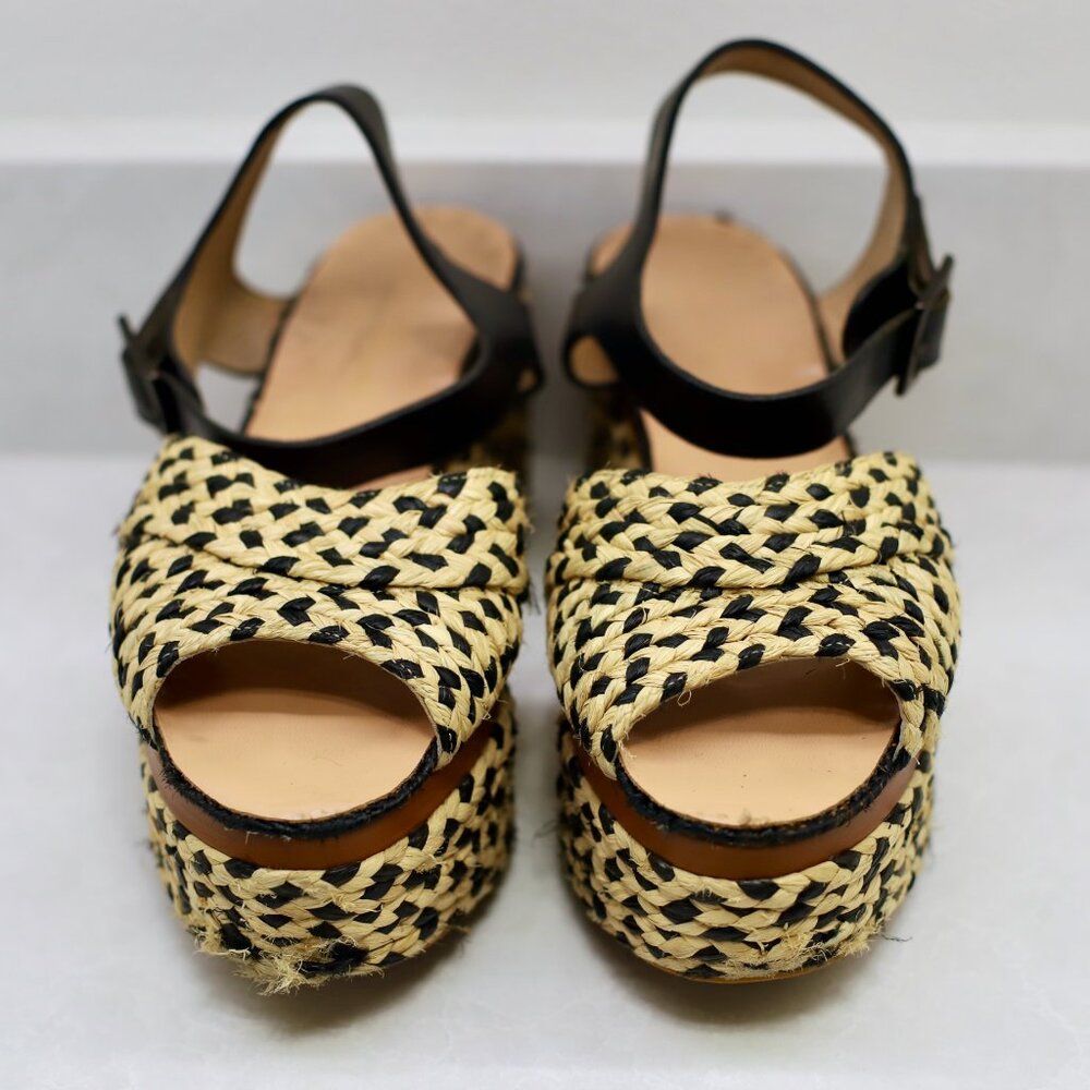 Robert Clergerie April Woven Raffia Platform Sandals
